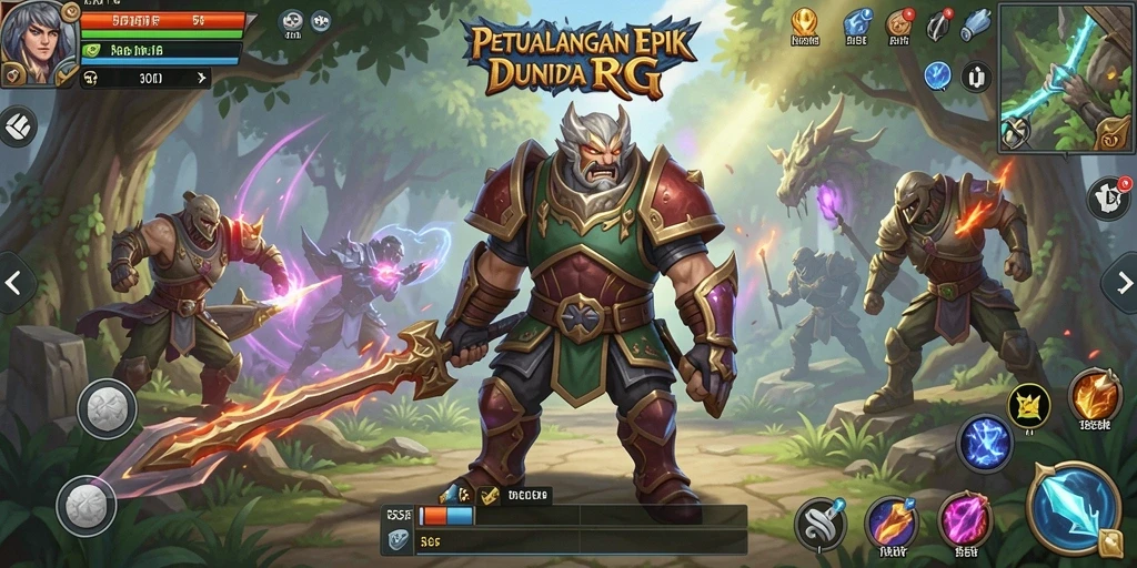 Screenshot gameplay di 555F menunjukkan pertarungan epik dan grafis menawan.