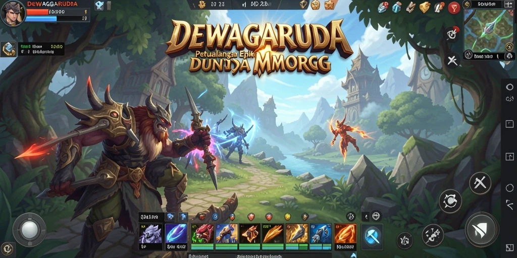 Screenshot gameplay DEWAGARUDA menunjukkan aksi pertempuran yang seru.