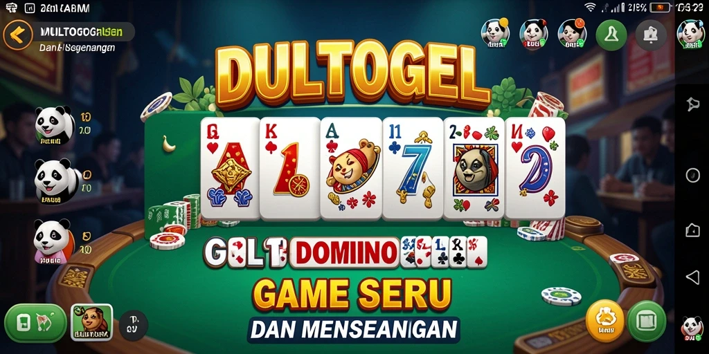 Tangkapan layar utama DULTOGEL menunjukkan gameplay Domino yang menarik.
