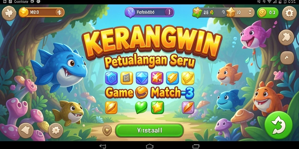 Tampilan gameplay seru permainan Match-3 KERANGWIN.