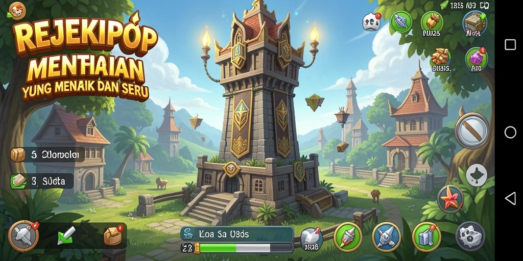 Gameplay seru REJEKIPOP dalam pertahanan menara yang menegangkan.