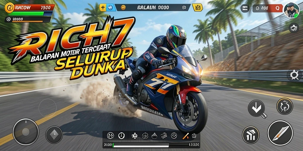 Gameplay menegangkan RICH7 dengan pesona balapan motor.
