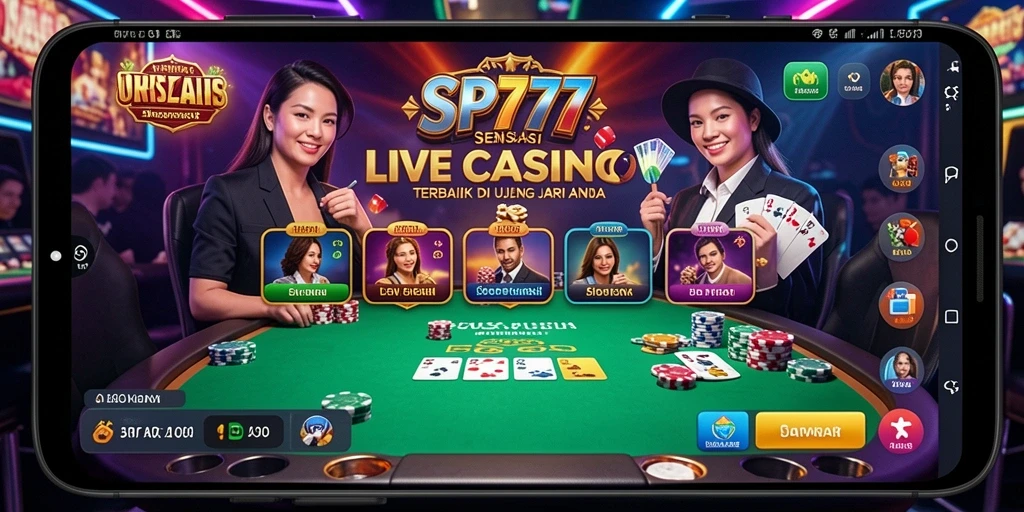 Tampilan gameplay Live Casino SP777 yang menarik dan interaktif.